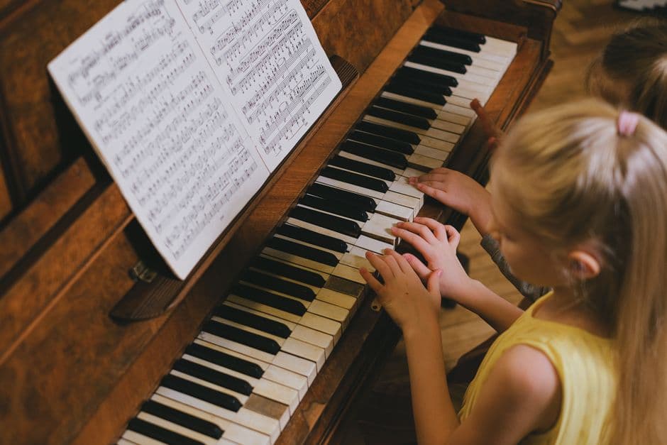 Piano student in a lesson near Cumming, GA