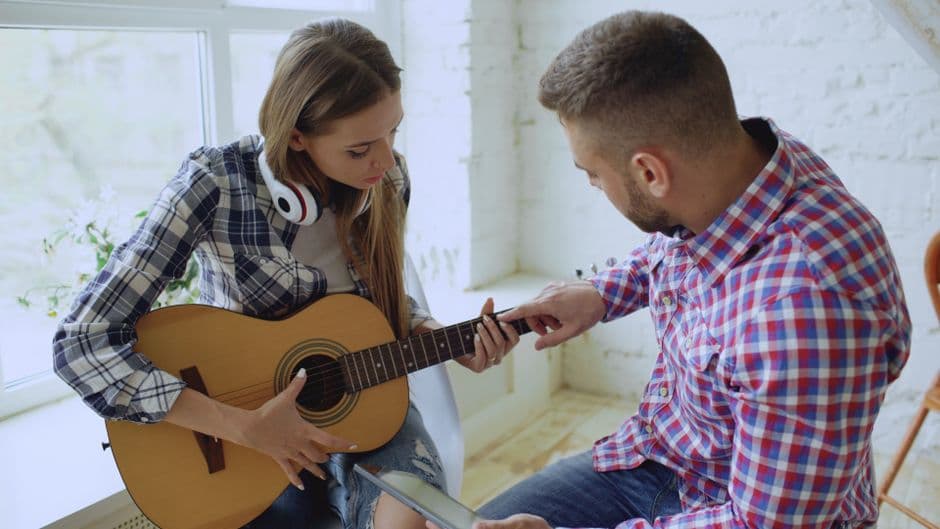 Guitar student in a lesson near Berkeley Lake, GA
