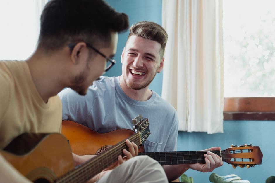 Guitar student in a lesson near Cumming, GA