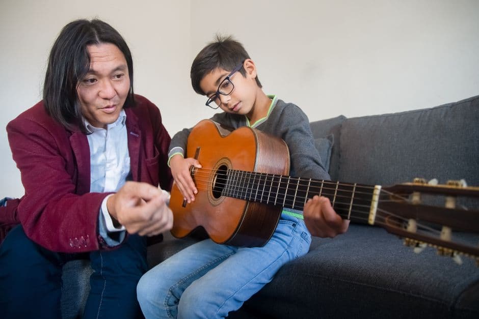 Guitar student in a lesson near Decatur, GA