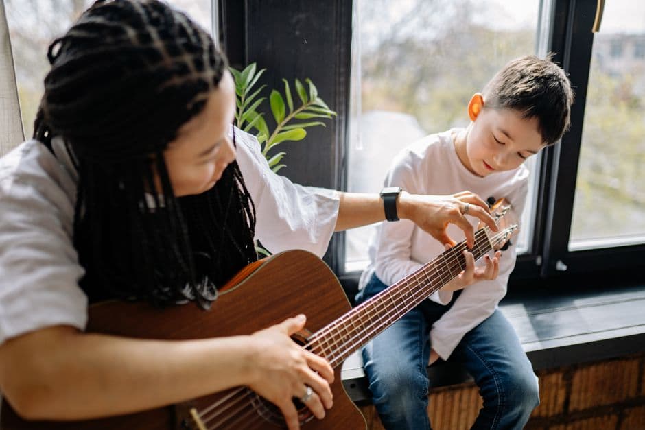Guitar student in a lesson near Lawrenceville, GA
