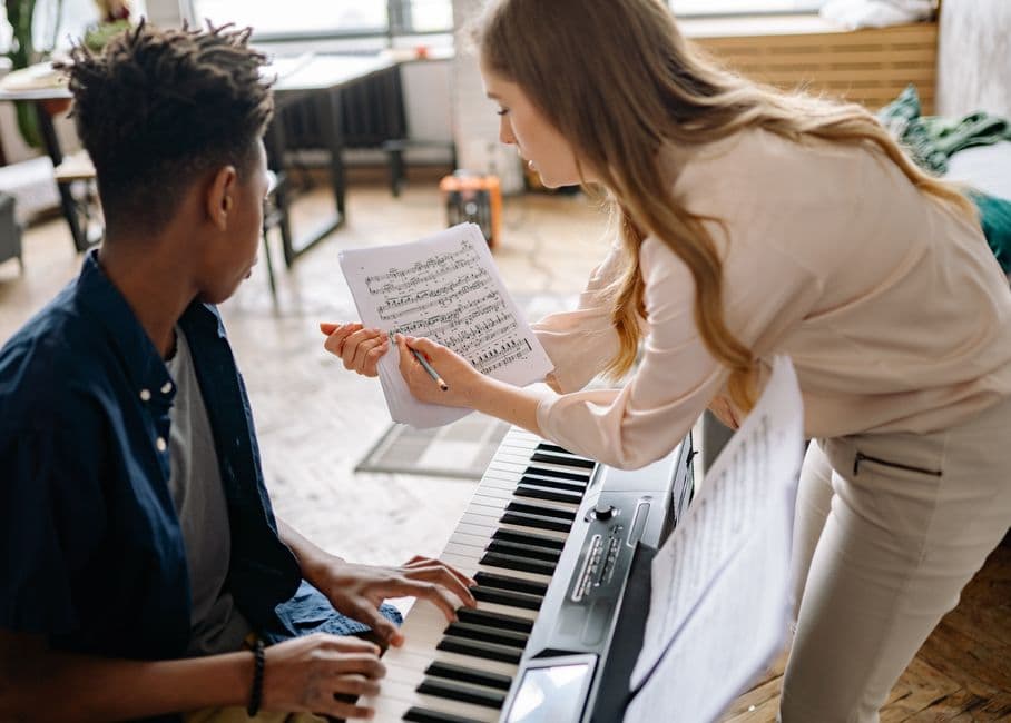 Piano student in a lesson near Alpharetta, GA