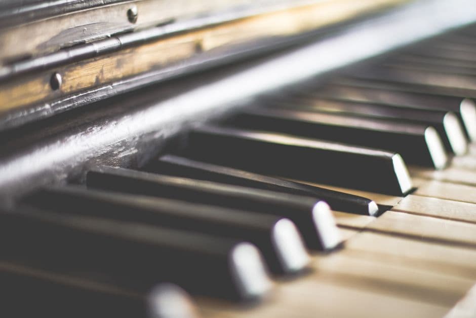 Piano keys in close up, piano lessons serving Kennesaw, GA