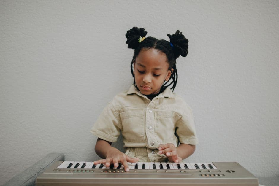 Piano student in a lesson near Lawrenceville, GA