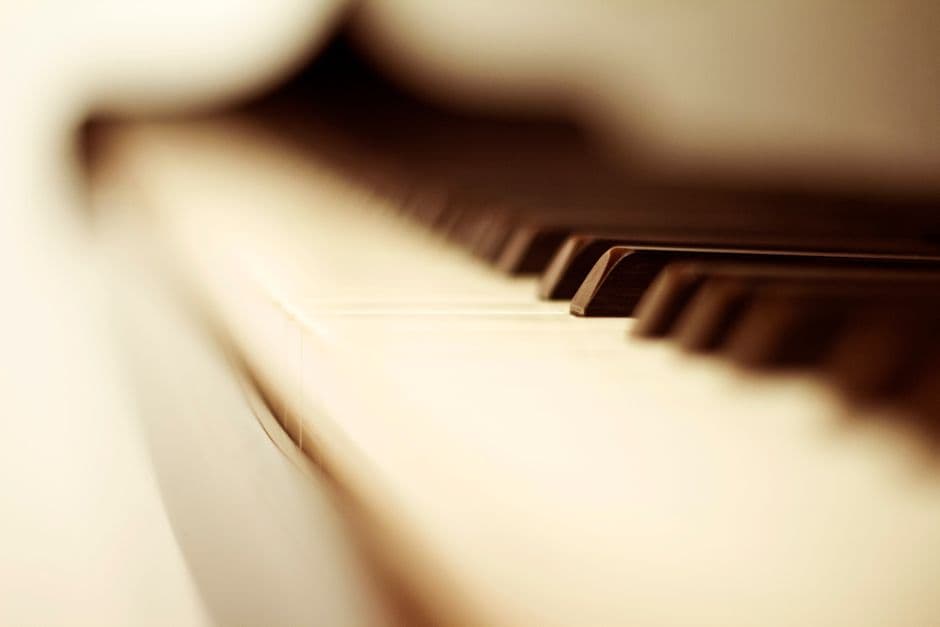 Piano keys in close up, piano lessons serving Milton, GA