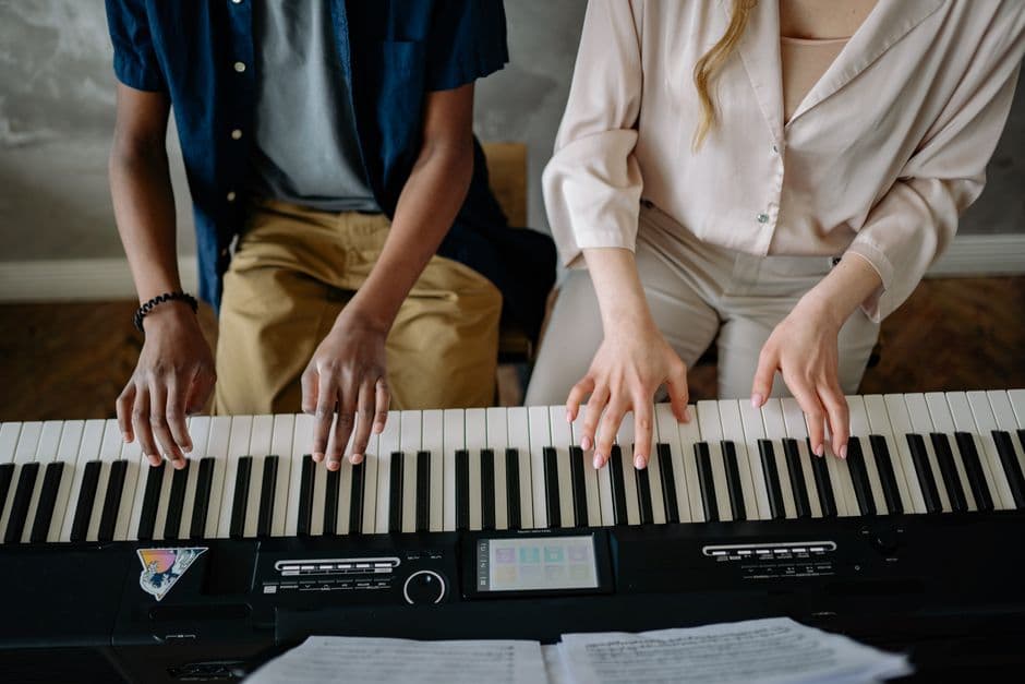 Piano student in a lesson near Milton, GA